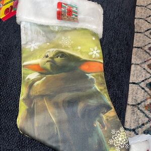 Star Wars Grogu Holiday Stocking - Green and White